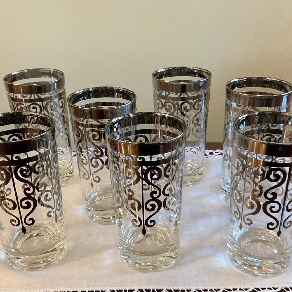7 VINTAGE MCM DOROTHY THORPE STYLE HI-BALL GLASSES
